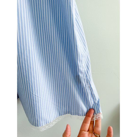 J.Crew | NWT Wren lace-trim shirt-dress in blue white stripe | Sz 8 - Picture 9 of 12